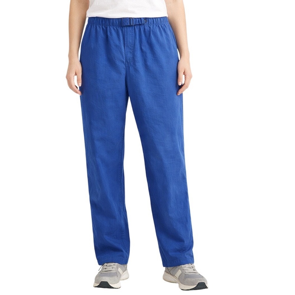 Lands'‎ End Women's Nylon Travel Pants Elastic Waist Belted Blue Size L 14–16